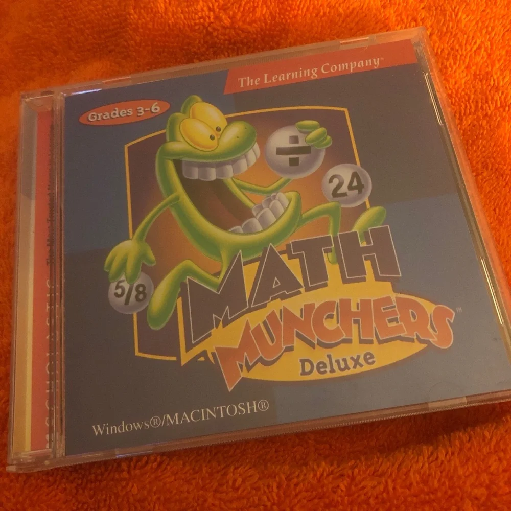 Math Munchers Deluxe PC Game CD ROM Learn At Home Tutoring Game Vintage